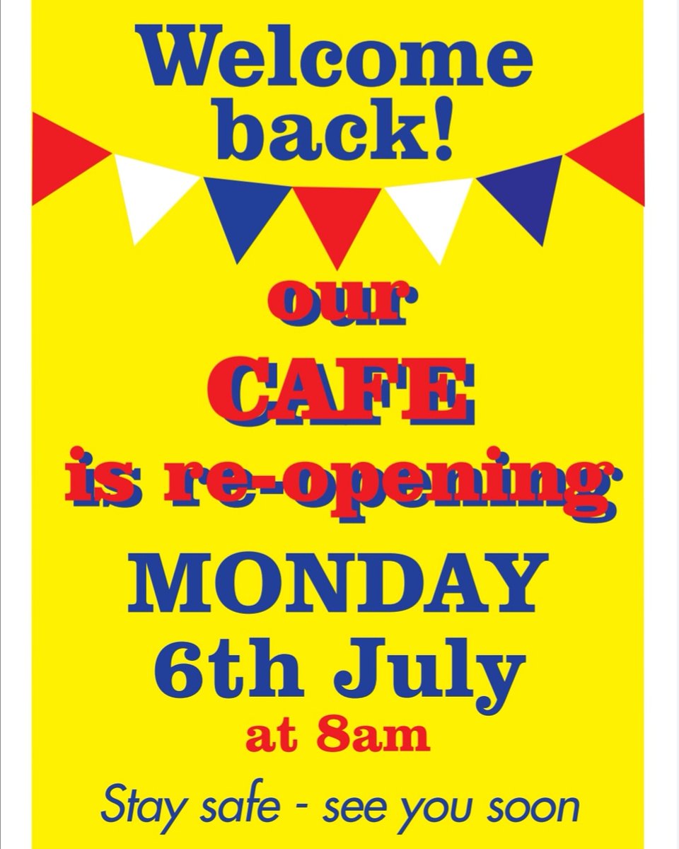 whatscooking_uk's tweet photo. We're RE-OPENING our cafe on Monday 6 July, from 8.00am.

They'll be fewer tables than before, but our welcome will be just as warm, and the food &amp; drinks just as delicious. #seeyouonmonday #lovethame https://t.co/b9EnFU0CJG