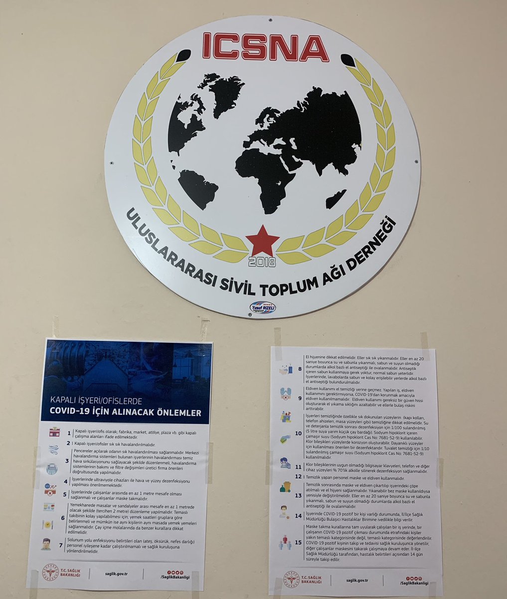 icsnatr's tweet photo. Coronavirus Hastalığı 2019 (COVID-19), SARS-CoV-2 virüsünün neden olduğu bir solunum hastalığıdır. Dünya’yı hızla etkisi altına alan COVİD-19 için; dernek merkezimizde alınması gereken önlemler ve kurallar ile ilgili çalışmalarımız
#ICSNA #ICSNA61 #STK #Pandemi #COVİD19 https://t.co/h2xZNETQVB