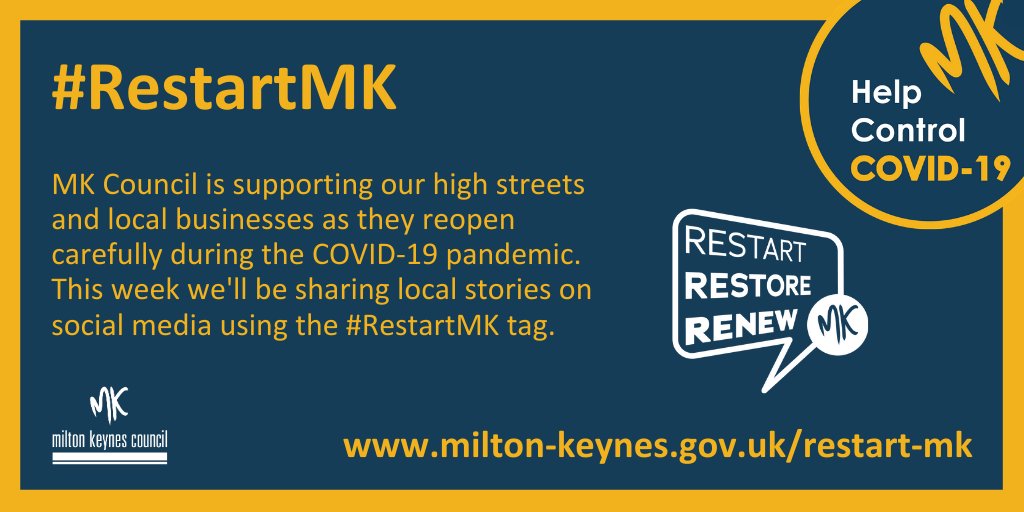 We've been sharing local stories on social media using the #RestartMK tag, as MK high streets and businesses have been reopening. Find out more here: milton-keynes.gov.uk/pressreleases/… #LoveMK