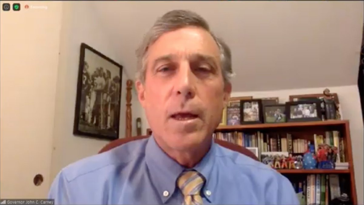 TomLehmanWGAL's tweet photo. Gov. John Carney is speaking during the presentation for the resolution honoring Sen. Harris McDowell, who is departing after decades in the Senate.
Anybody know what the bobblehead/figurine is on the top of his bookshelf? (Paging @jwstarkey) #NetDE #LegHaulDE #LegDE https://t.co/bGrtkwbr6o