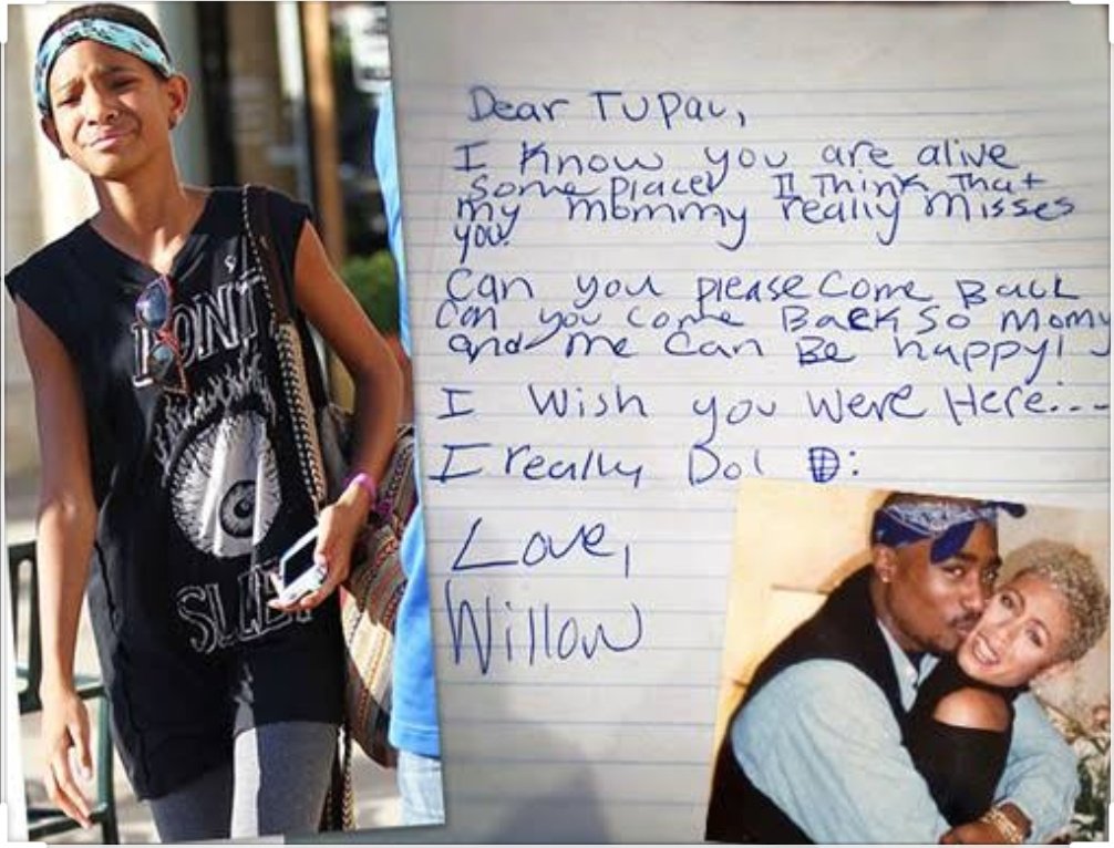 Will Smith has been through it with Jada. Willow once wrote a letter to Tupac asking asking him to come back. 'Can you please come back so me and mommy can be happy' 😫😫😫😭😭😭😭