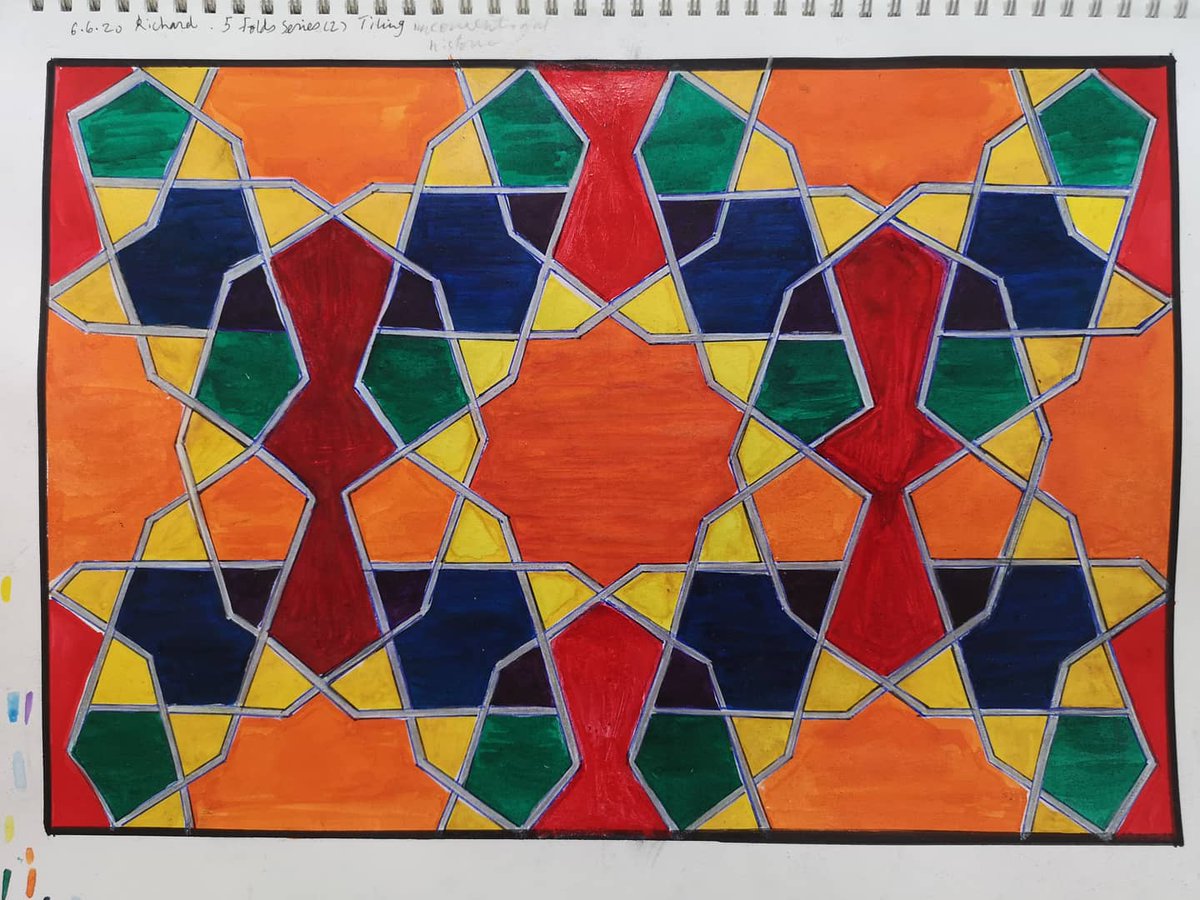 najatalshafie's tweet photo. #fivefold series with @richardhenryart  2 methods of #tiling 
#islamicpattern
 #islamicgeometry #islamicart  #watercolors #mixedmedia #artofislamicpattern
 #رسمة #رسامة #رسامين#تلوين #فن_معاصر #الوان_مائية #رسم #رسمه #رسمتي
 #رسام #الوان #تلوين #زخرفة #زخرفة_اسلامية https://t.co/JcqvwkF07b