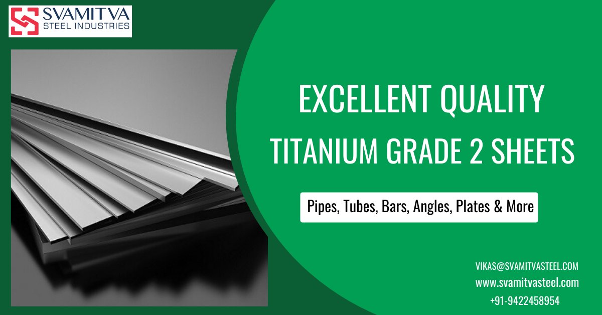 svamitvasteel's tweet image. Be a part of Svamitva Steel Industries and get the high-quality Titanium Grade 2 Sheets with necessary consultation at a reasonable price.  Our product range is highly durable &amp;amp; dimensionally accurate. 
ow.ly/jQqp50AlHXU

#titaniumsheets #grade2titaniumsheets