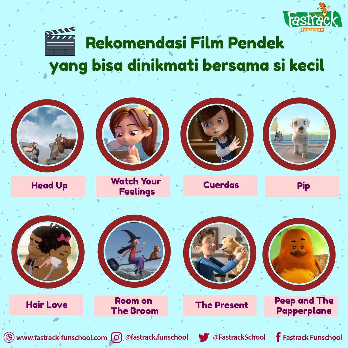FastrackSchool's tweet photo. Dampingi anak saat menikmati film-film ini ya Ayah dan Bunda, dan diskusikan bagaimana mereka bisa membuat kehidupan lebih baik dari pelajaran di dalamnya π€
#FastrackFunschool
#earlychildhoodeducation
#filmpendek
#filmpendekanak https://t.co/HDTVkCROC6