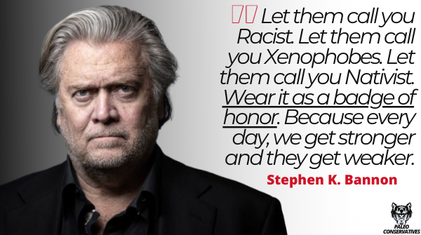 ConsPaleo's tweet photo. We know the Left will always smear us no matter what.
☑️If we we want lower immigration, we're xenophobes.
☑️If we we want equal justice, we're racist.
☑️If we're for traditional gender roles, we're sexist.
☑️If we're for our culture, we're nativist.
#BringBackBannon https://t.co/RafXH9lWvQ