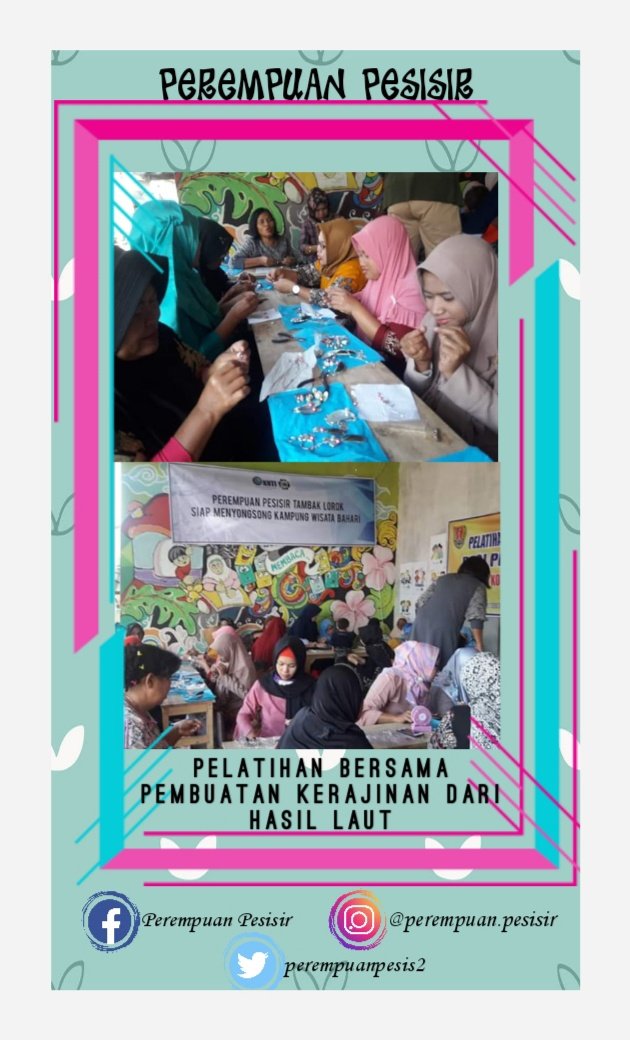 Perempuan Pesisir
Pelatihan bersama pembuatan kerajinan dari hasil laut bersama KNTI Kota Semarang dan Perempuan pesisir Tambak Mulyo/Lorok Semarang.
-----------------------------
#KNTI #kntikotasemarang  #perempuanpesisir #berdayabersama #perempuanhebat #kntijaya