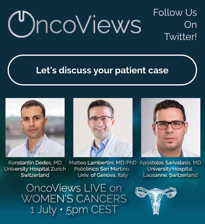 Looking forward to discussing with you later today in <a href="/OncoViews/">OncoViews</a> the most important updates in #GynecologicalCancer and #BreastCancer from #ASCO20

#OncoAlert #UNIGEnonsiferma <a href="/UniGenova/">Università di Genova</a> <a href="/SanMartino_Ge/">Ospedale San Martino Genova</a> #bcsm #gcsm #OspedalePoliclinicoSanMartino #ospedaleSanMartino