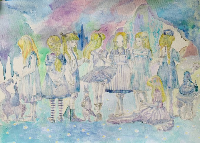 絵の具は終わり。
アクリルで
白をたっぷり混ぜた色を
使っている時が幸せ?
ペン入れ上手くいくといいなー。

ヘンリー・ダーガーの
ヴィヴィアン・ガールズがすごく好きなのですが、ちょっと似てる絵になった気がして嬉しい‥?
#水彩画
#アクリル画 