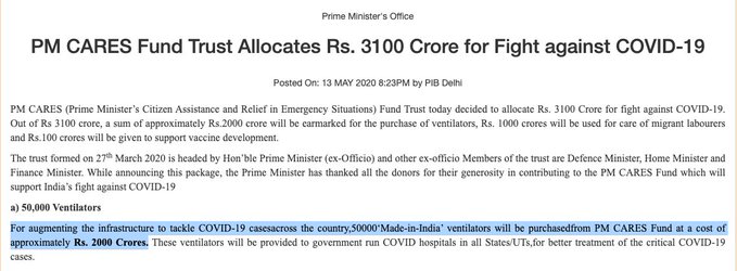  #VentilatorsscamPM cares claiming to spend 2000 crores to purchase 50,000 ventilatorThe PM care funded ventilator in the image being promoted by the BJP is a skanray CV200 model. [10/n] #doctorsday2020