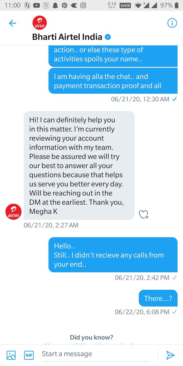 SCORPYUVI's tweet photo. @Airtel_Presence I have been waited more than a week.. no response from your team.
This is how the #airtel should be? https://t.co/Lf5hTXvioK
