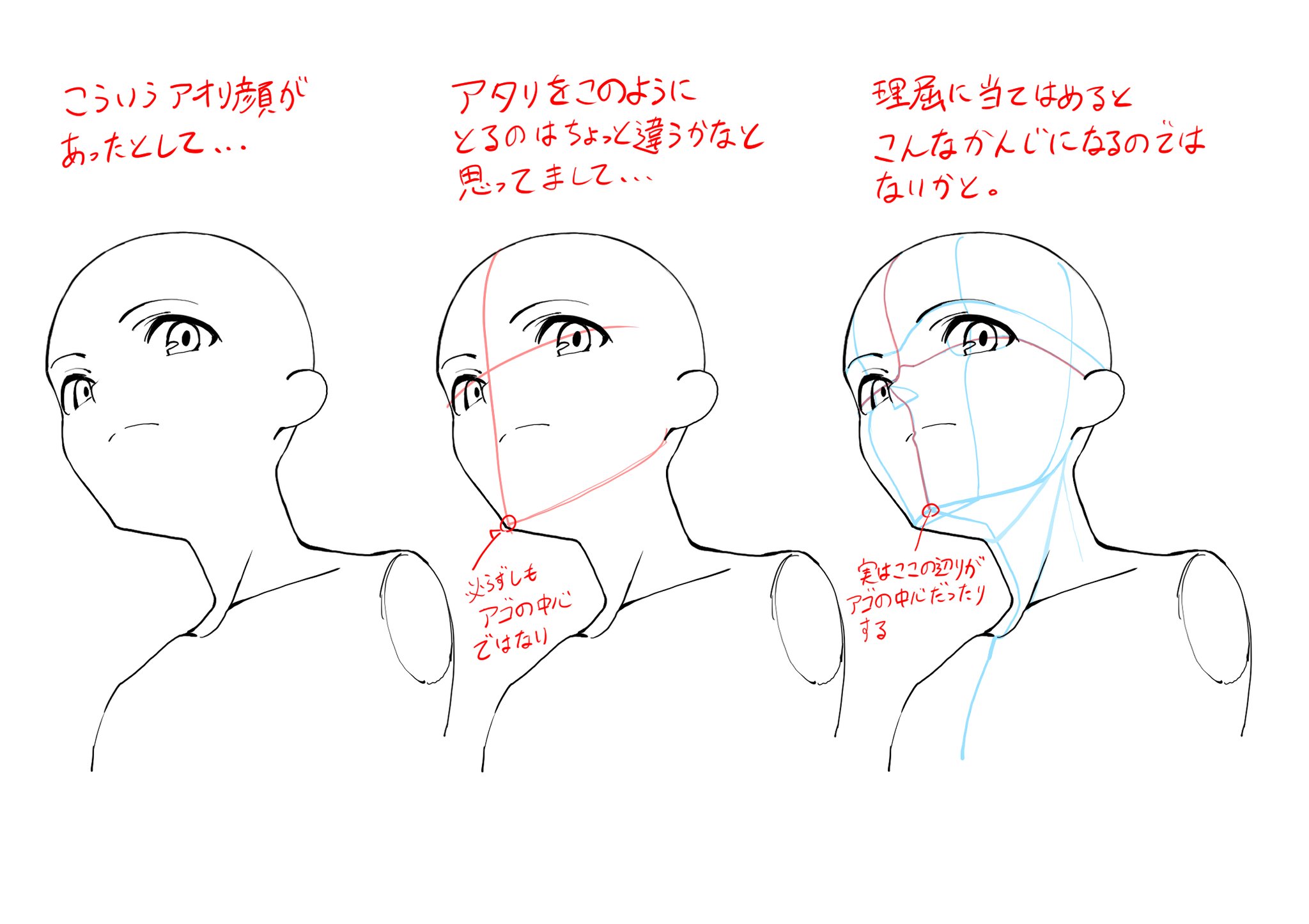 安野将人 ｱﾝﾉﾏｻﾄ 僕が 個人的に アオリの顔を描くときに意識していることを図で描いてみました