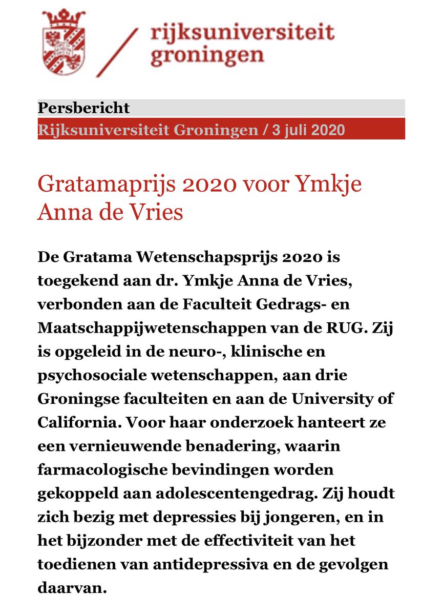 wijmenga_cisca's tweet photo. Het is de week van de prijzen bij ⁦@univgroningen⁩! Ymkje de Vries krijgt de Gratama Wetenschapsprijs 2020. Van harte proficiat 🥳👏 https://t.co/Kkv3XVXoSS