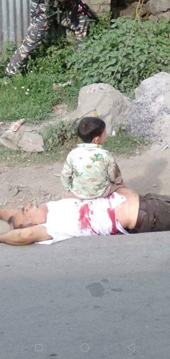 Rip 
Indian Army kills the man in front of his little son 
Shame on indain armay 
#cowardIndianArmy 
#pakarmyliberatekashmir 
#pakarmywillsurpriseyou 
#ChinaComesModiRuns 
#RIPHumanity 
#KashmirBleeds