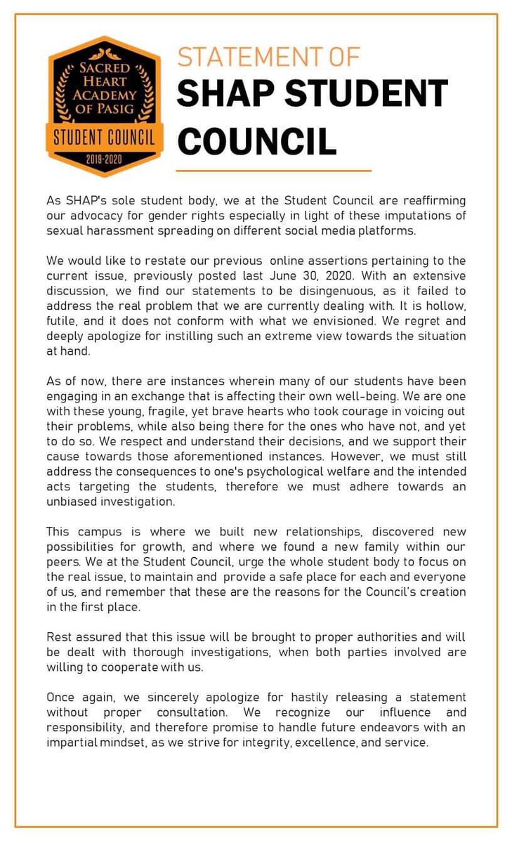 ShapSC's tweet photo. We, the Student Council have prepared a follow up statement regarding the current situation. Please take the time to read this. https://t.co/eboDctuVnZ