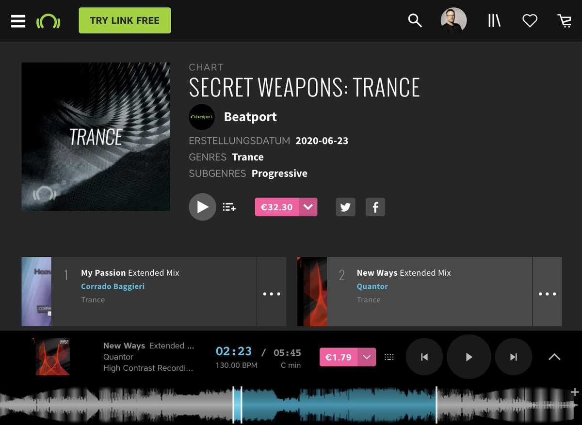 Quantor's tweet image. Check out @beatport&apos;s &quot;secret weapons: trance&quot; chart with my new single &quot;New Ways&quot; on #2🚀🚀❤️.
beatport.com/chart/secret-w…

@HighContrastRec @WoodyVanEyden
#trance #progressive #quantor #hot #extrem #schön