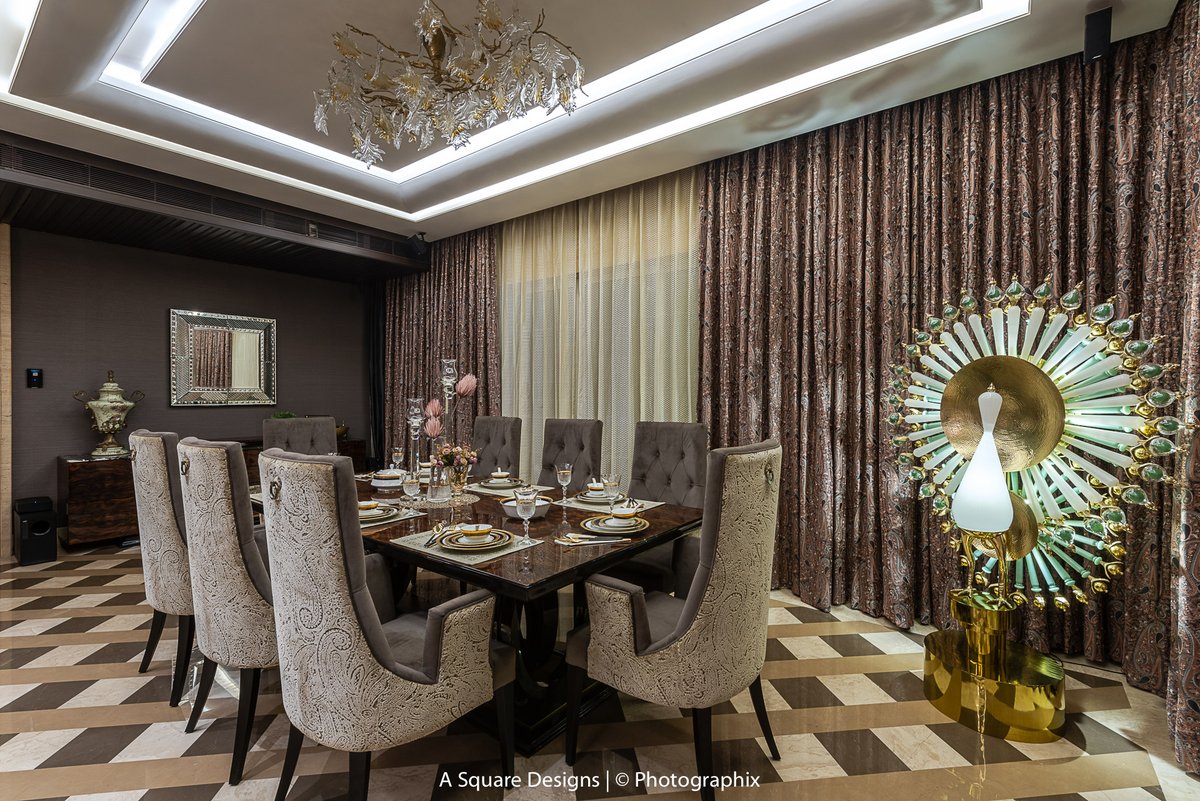 asquaredesigns_'s tweet photo. A formal dining room that establishes a compelling visual narrative with the help of material play, curated decor and striking forms.
 
#asquaredesignsinteriors #residencedesign #asquaredesigns #interiordesign #RoyalHomes  #LuxuryHomesIndia https://t.co/0HhbbTAnMV