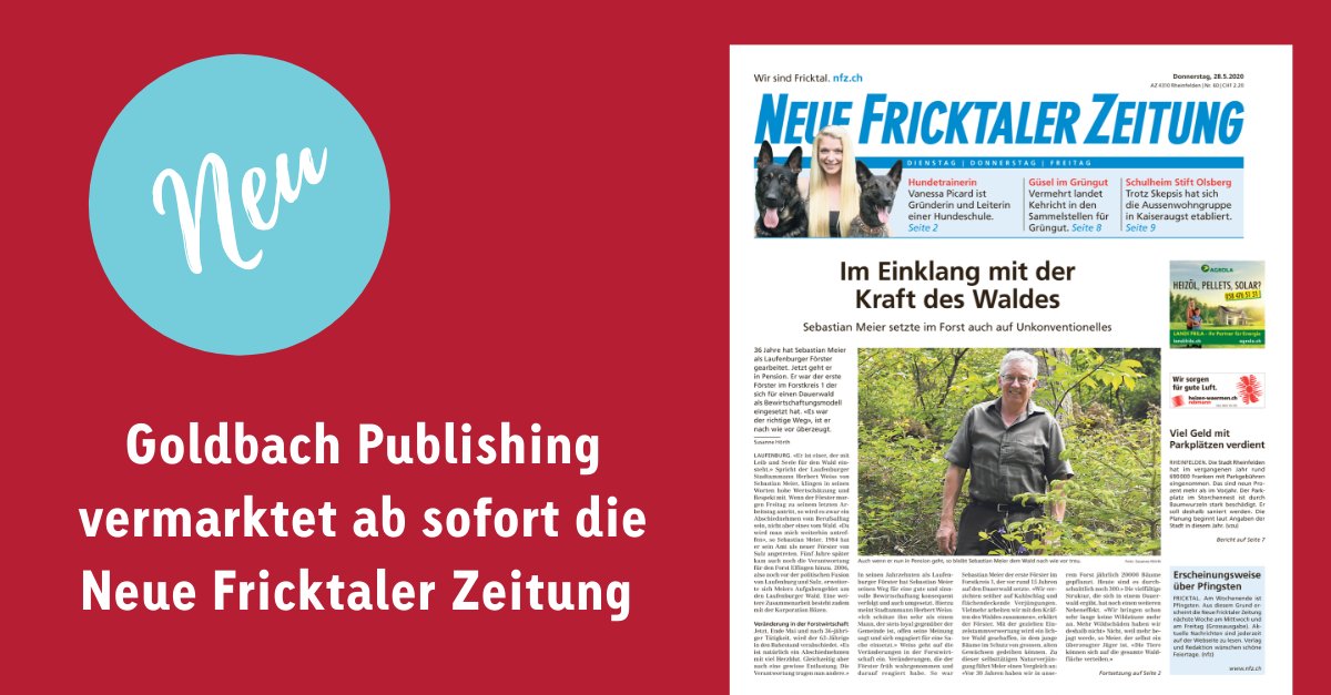 Ab sofort gehört die Neue Fricktaler Zeitung ins Vermarktungsportfolio von Goldbach Publishing goldbach.com/ch/de/goldbach…