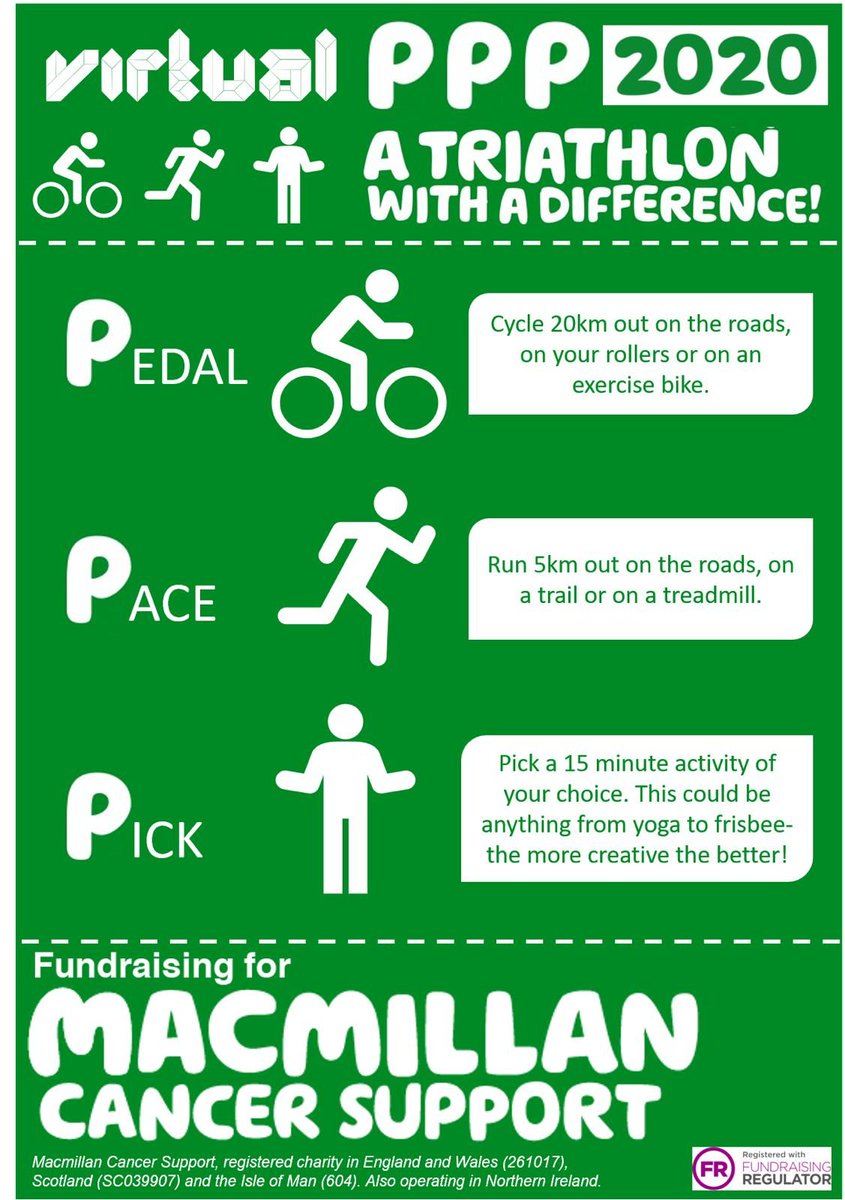 *THE VIRTUAL PEDAL PADDLE PACE 1-12 JULY ENTRY WINDOW OPENS TODAY*
1 - Donate
2 - Record on Strava &amp; Upload
3 - Share footage of your 3rd leg on FB Twitter Insta 
<a href="/macmillancancer/">Macmillan Cancer Support</a> <a href="/ForrestersIP/">Forresters</a> #vPPP2020 #Winchester #Triathlon 
More details here = buff.ly/31odz3Q