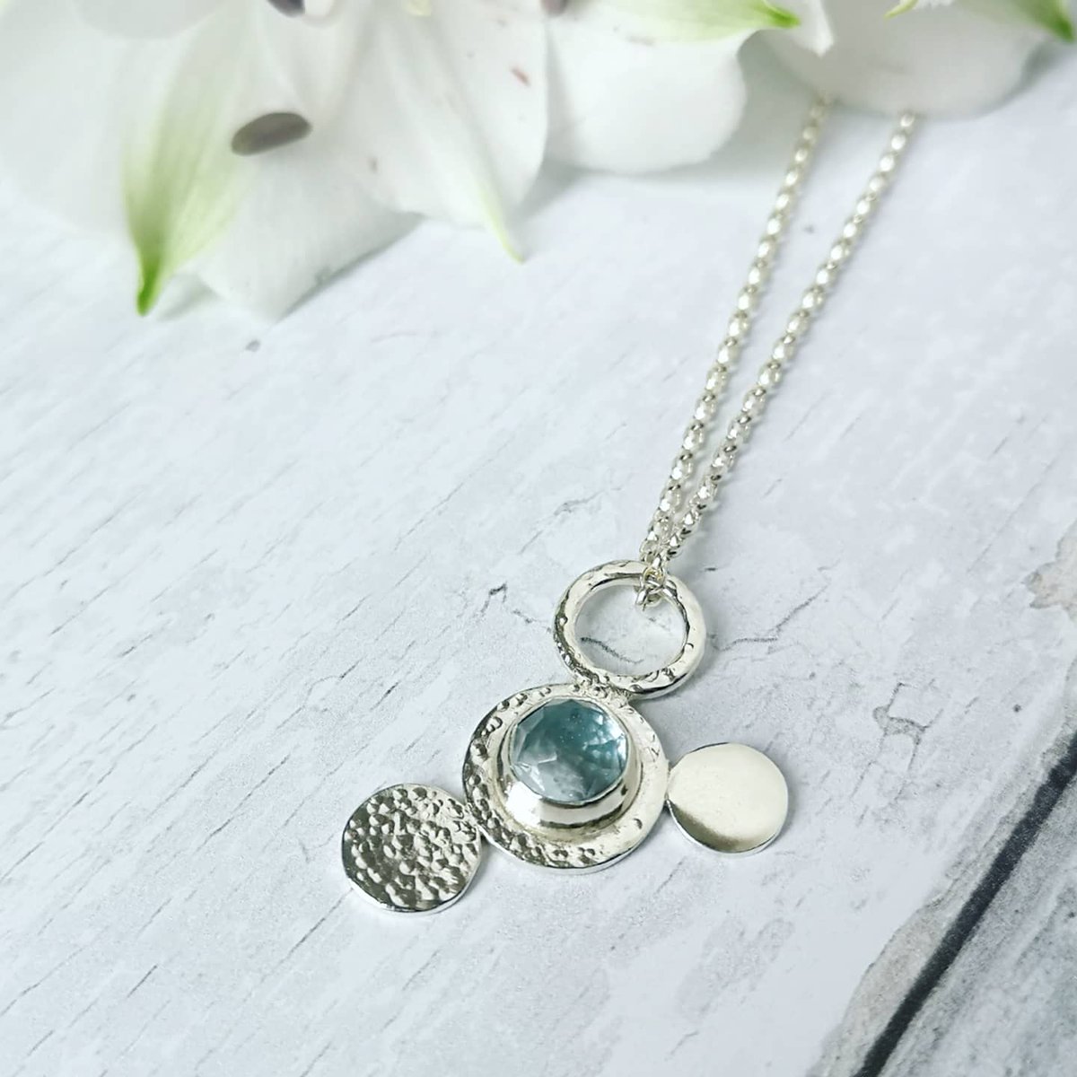 My newest make - so new that it doesn't have a name yet! Sterling silver set with a gorgeous rosecut Sky Blue Topaz. #Topaz #newproductalert #newproduct #sterlingsilverjewellery