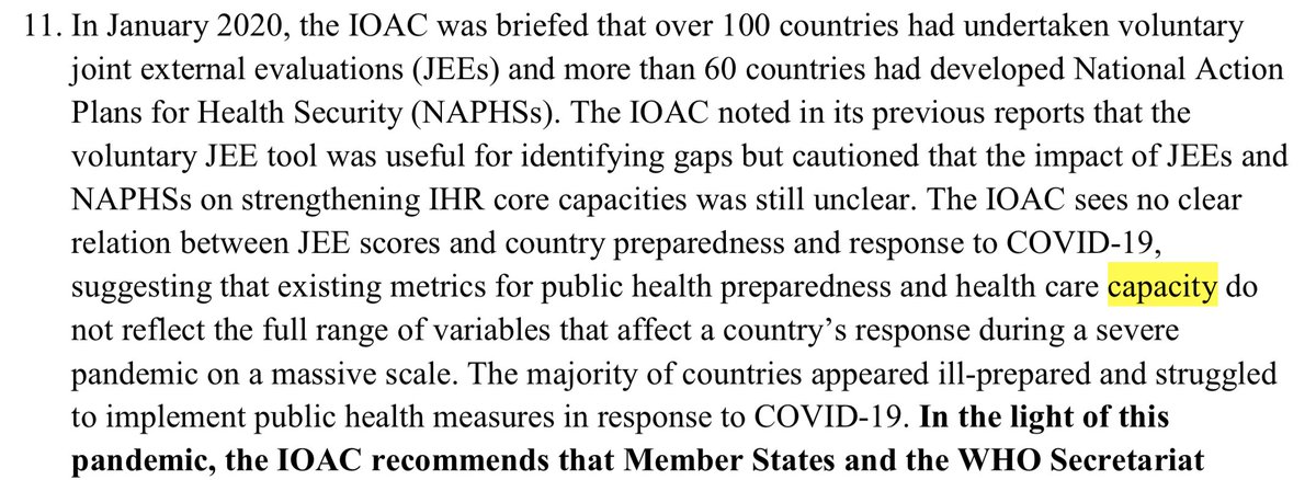 Independent Oversight and Advisory Committee for the  @WHO Health Emergencies Program (h/t  @JeremyKonyndyk) observed this too on JEE 16/ https://www.who.int/about/who_reform/emergency-capacities/oversight-committee/IOAC-interim-report-on-COVID-19.pdf?ua=1