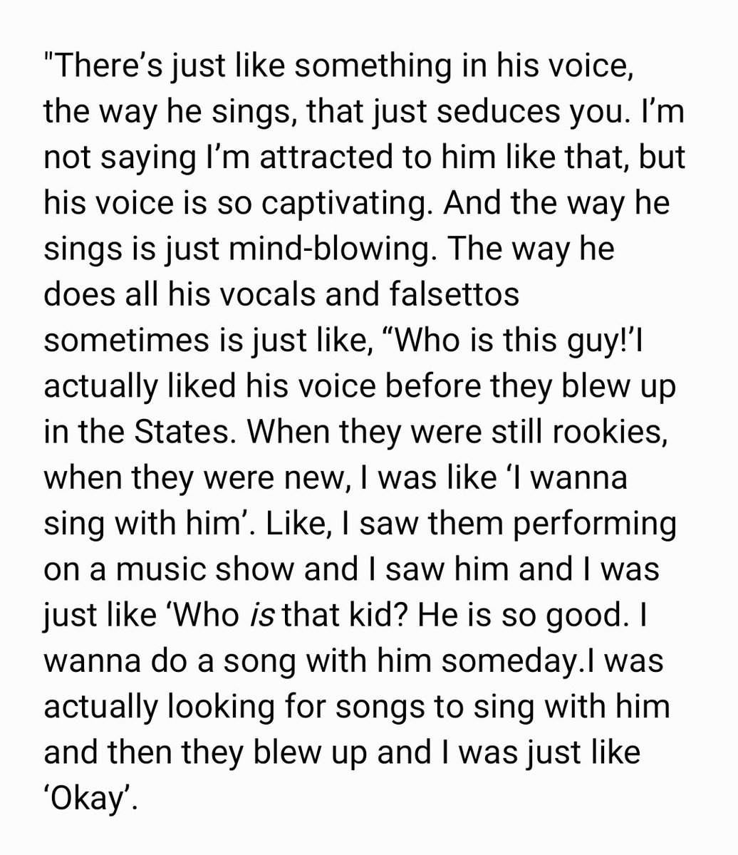 AileeShe is one of South Korea's strongest female vocalist.she said she wish to collab with Jimin & praised his vocals."There's like something in his voice that seduces you... It's so captivating." #JIMIN   #지민  @bts_twt  @itzailee