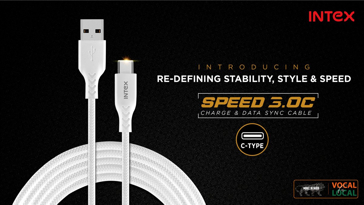 IntexBrand's tweet photo. Introducing all new Fast charging, high speed, stylish &amp; premium fishnet design Type - C connector cable."Speed 3.0 type-c" Long &amp; Durable, Go Grab Yours Now !! #bevocalgolocal #vocalforlocal #instagood #instagram #MakeInIndia https://t.co/qSRbhhhh2K