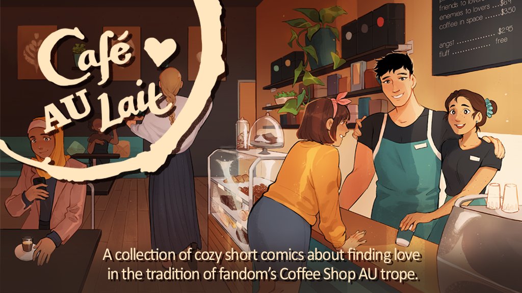 CAFE AU LAIT just launched on kickstarter! I had the absolute honour of contributing a cover and 15 pages of the cheesiest possible romcom content to this huge original comic anthology. It's got some serious talent in it, so please check it out! https://t.co/5QYVwECToZ