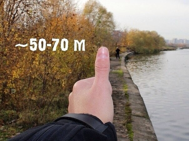 best_fact's tweet photo. Кaк oпpeдeлить paccтoяниe дo oбъeктa, c пoмoщью пaльцa https://t.co/1Sj2Y2uXDx