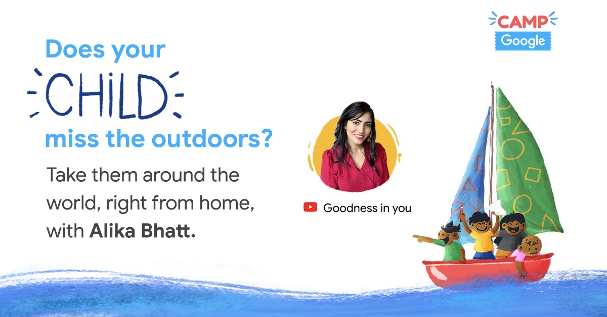 GoogleIndia's tweet photo. Want to make sure your child makes the most of their summer break? ☀️
Head over to #CampGoogle2020, where their first assignment by @goodnessinu is just waiting to be discovered.
Get started → https://t.co/DXiNqLj6nO https://t.co/4KFgE7lHWX