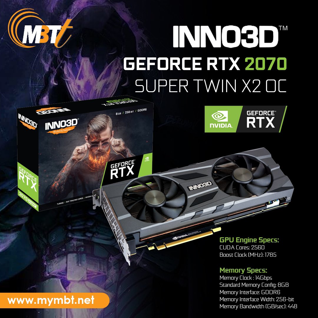 MBT TRADERS on Twitter: "INNO3D GEFORCE SUPER TWIN X2 OC Click to buy: https://t.co/2qJDyrSu2O #inno3d #inno3dgpu #graphicscard #rtxcards #rtxon #geforcertx2070 #2070supertwinx2oc #twinx2ocgpu #mbt #mymbt https://t.co ...