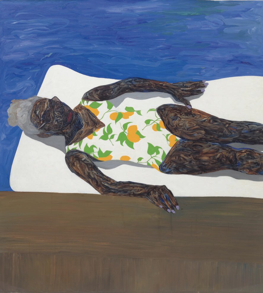 « The lemon bathing suit », Amoako Boafo

His portraits captivate with serene poses and the captivating gaze of the characters. The artist uses his fingers to paint portraits of black men and women against single colored backgrounds. #contemporaryart