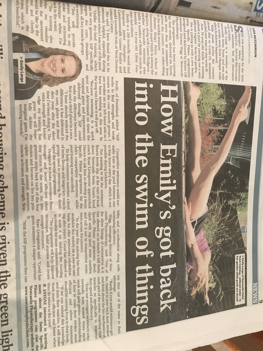 Nice article by ⁦@lisachron⁩ about NE swimmer Emily Large who was preparing for the #olympics before Covid-19 to see how she is training and staying focussed while the pools are closed ⁦@NCL_SwimTeam⁩