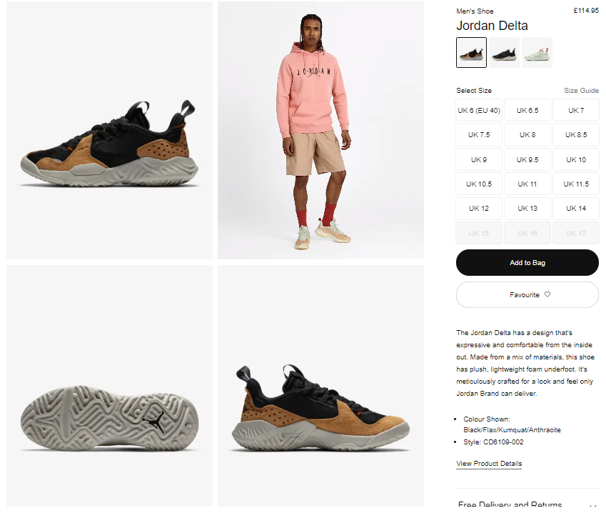 nike jordan delta black