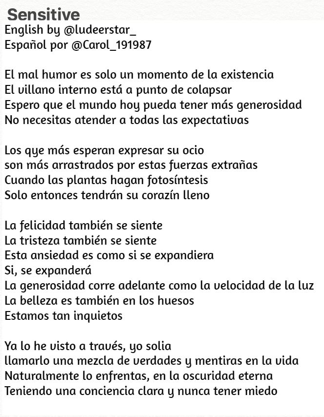 carol_191987's tweet photo. Sneak peek de letra en español <Sensitive> de #LuHan 

ENG. @ludeerstar 
#LuHanSensitive https://t.co/RzxBLRhYdR