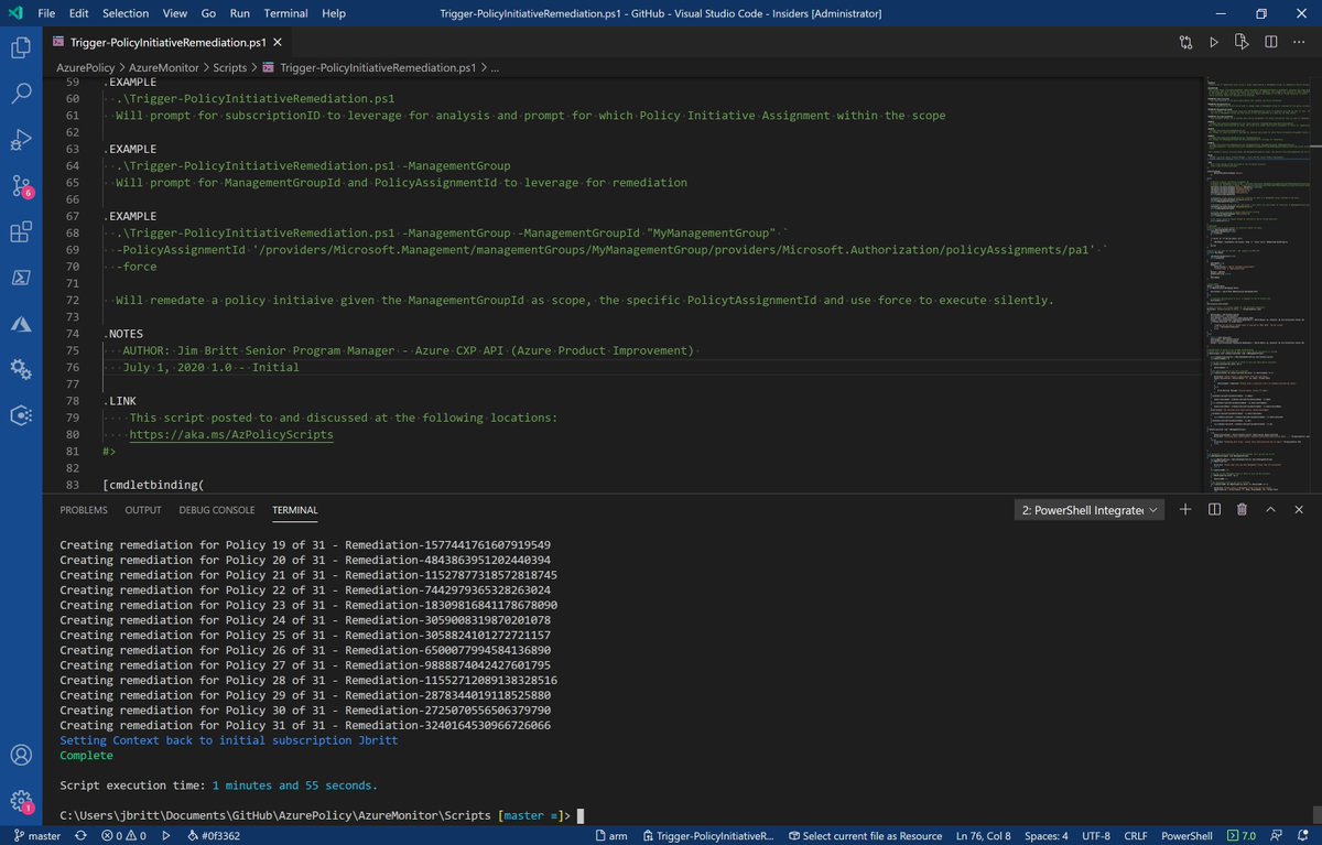 Do you need a way to trigger remediation against an #Azure Policy Initiative in an automated way?  I've built a simple script that will help you out! Menu driven or takes parameters: powershellgallery.com/packages/Trigg… #AzurePolicy #AzureMonitor #AzureGovernance
