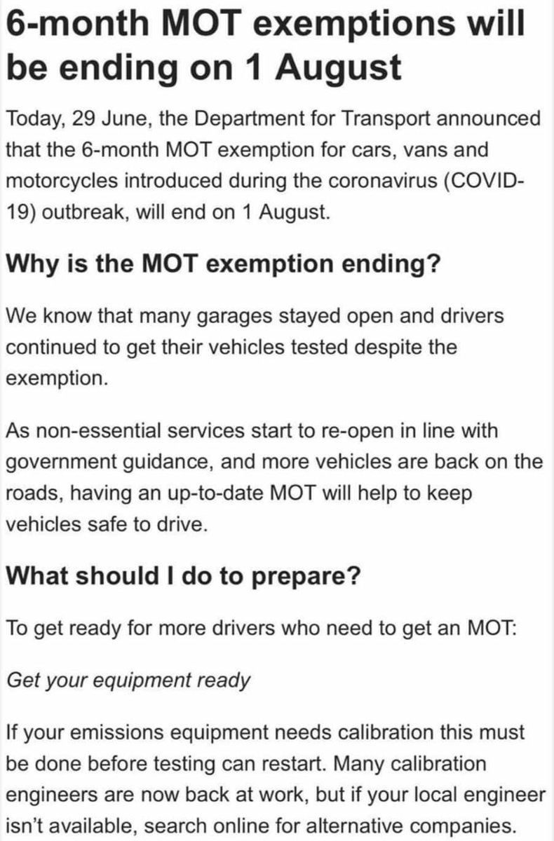 #beaware #MOT The government have changed the deadlines #automotive