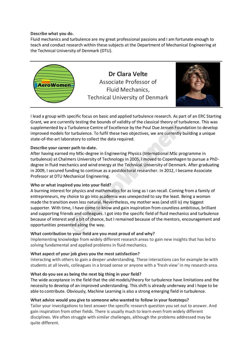 AeroWomen's tweet photo. Meet Dr Clara Velte (@ClaraVelte), Associate Professor of Fluid Mechanics at @DTUtweet. Clara leads the Turbulence Research Lab Group at DTU, combining theory, experiments and simulations to basic and applied turbulence research #WomeninSTEM https://t.co/2OonjiIvXQ