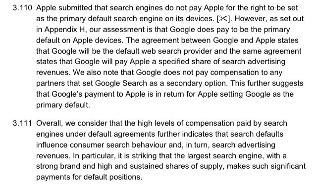 Lol,  Apple. C’mon. “Search engines do not pay Apple...” is legal twister. We get that Google’s payments to you are super high margin. They were for Firefox, too. But it’s not a good look to protect Google here. /10