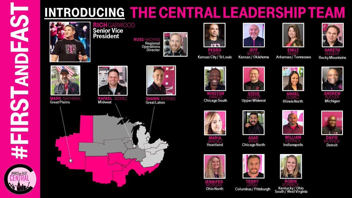 Welcome to the Supercharged #FirstAndFast Central Region! I couldn’t be more excited for the future of this team and our customers in the New T-Mobile! Can’t wait for our first Region Call this AM!