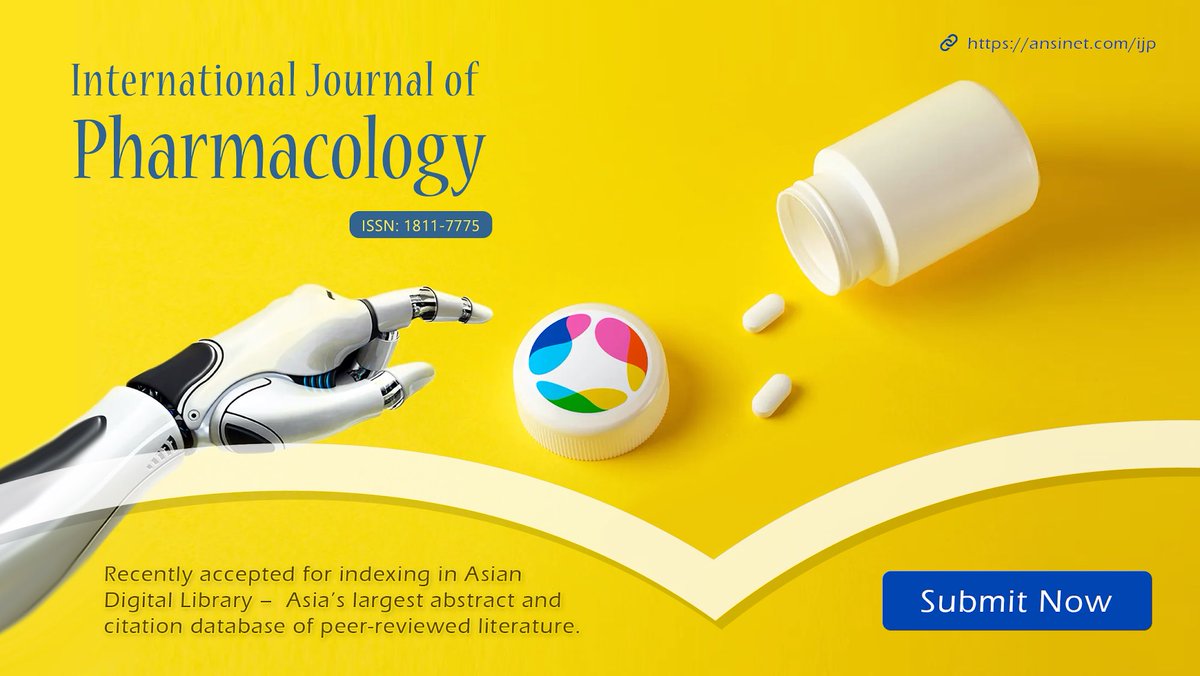 scialert's tweet photo. International Journal of Pharmacology

We're an open-access #journal publishing rigorously peer-reviewed research in the entire field of #pharmacology and #toxicology.

Visit: https://t.co/0zUy1Tfdud

Submit: https://t.co/6UksirqzIQ https://t.co/hVw7fxSCmC