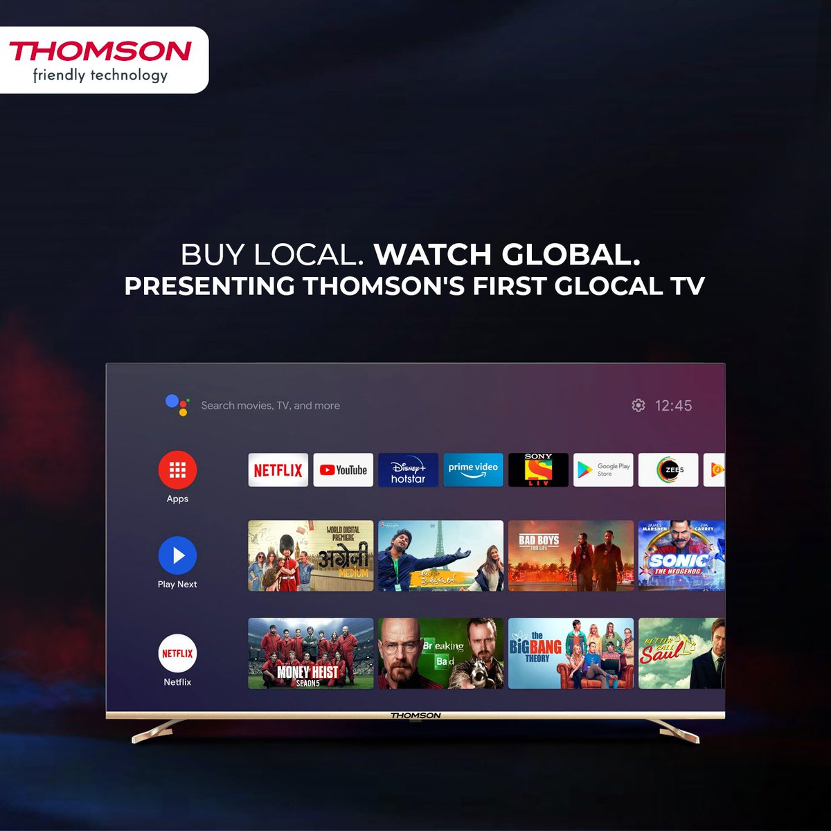 ThomsonTvIndia's tweet photo. #TakeTheOathLikeAPro with Made in India premium TVs bringing global content at your screen. Enjoy our #friendlytechnology with features like :
- Android 9.0โค๏ธ
- Bezel-Less screen๐
- Dolby Vision 4K display๐
- DTS TruSurround๐คฉ
- Google Assistant ๐ฅณ
and much more https://t.co/eQoyemkF6T