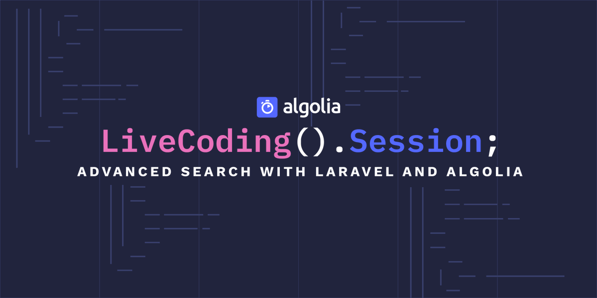 algolia's tweet image. Next #LiveCodingSession: Advanced Search with @laravelphp and Algolia. ✨
@enunomaduro will show you how to build a search experience that your users will love. ❤️
We'll broadcast it from Youtube on July 7 at 9am EST/3pm CEST, subscribe to our channel: youtube.com/algolia