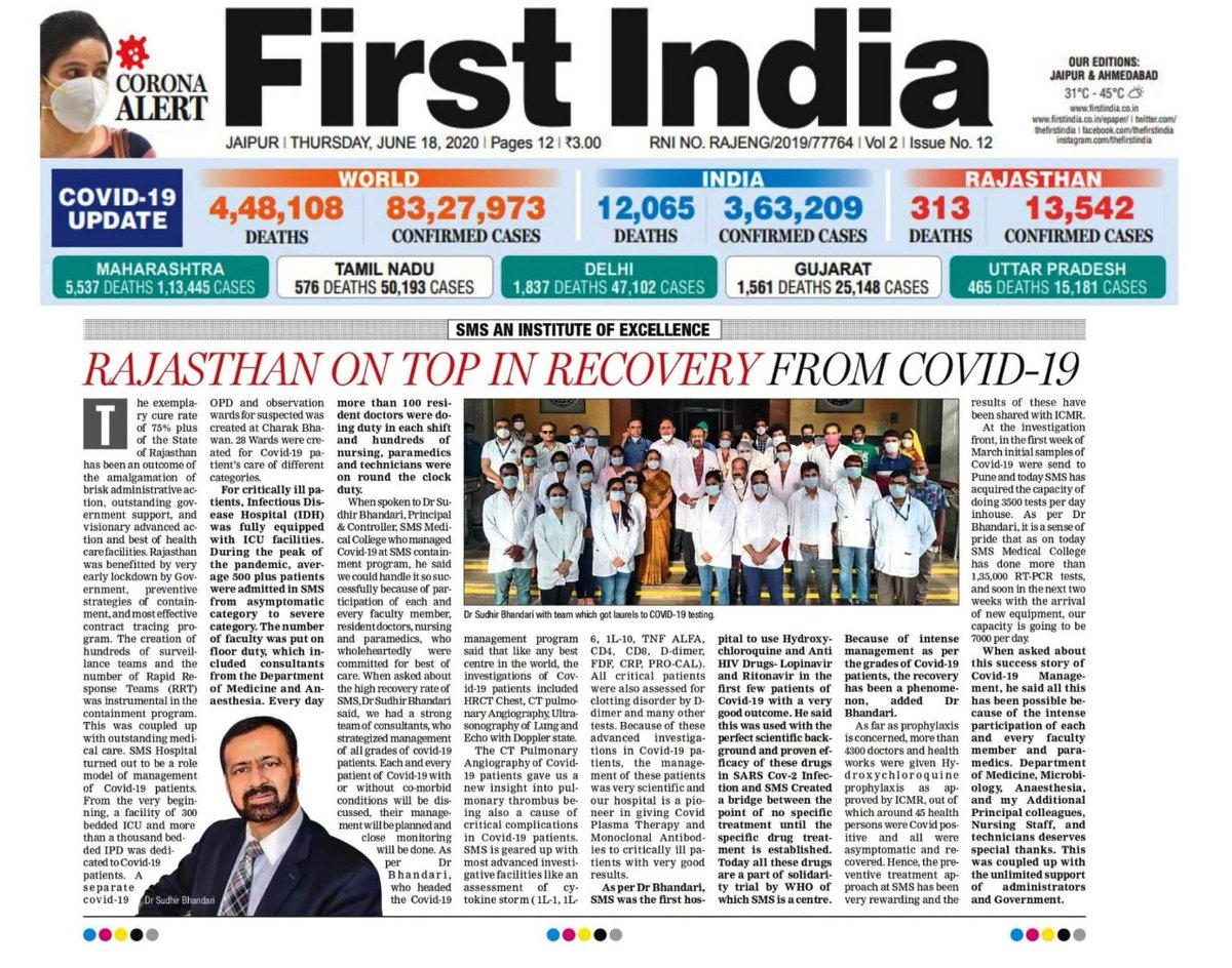 Rajasthan On Top In Recovery From Covid-19

#COVIDー19 #COVID19Pandemic #Rajasthan #smsjaipur