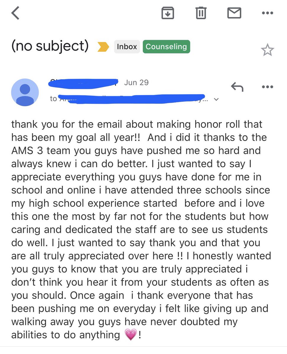 SilkowitzHMSAP's tweet photo. Got this from a rising junior...this is my why! #ams3pride https://t.co/QhDnms0cZJ