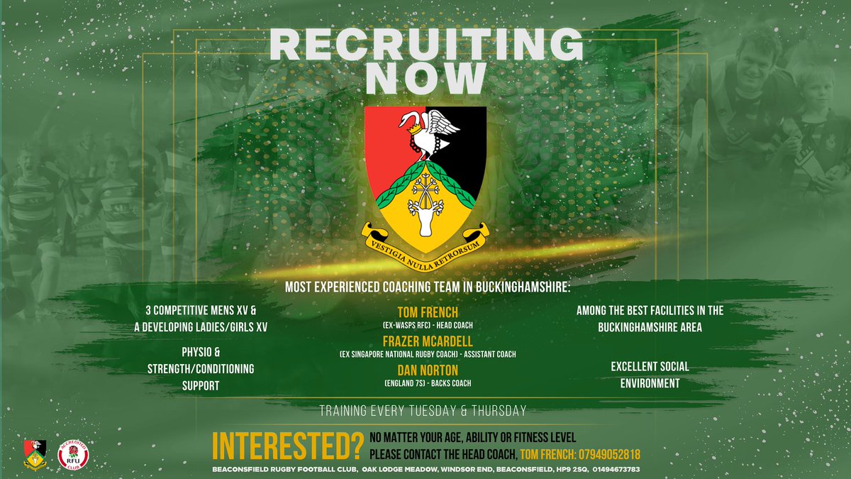 beaconsfieldrfc's tweet photo. Looking to join a progressive community centric club this coming season? Look no further.... https://t.co/guA7ee7wmD