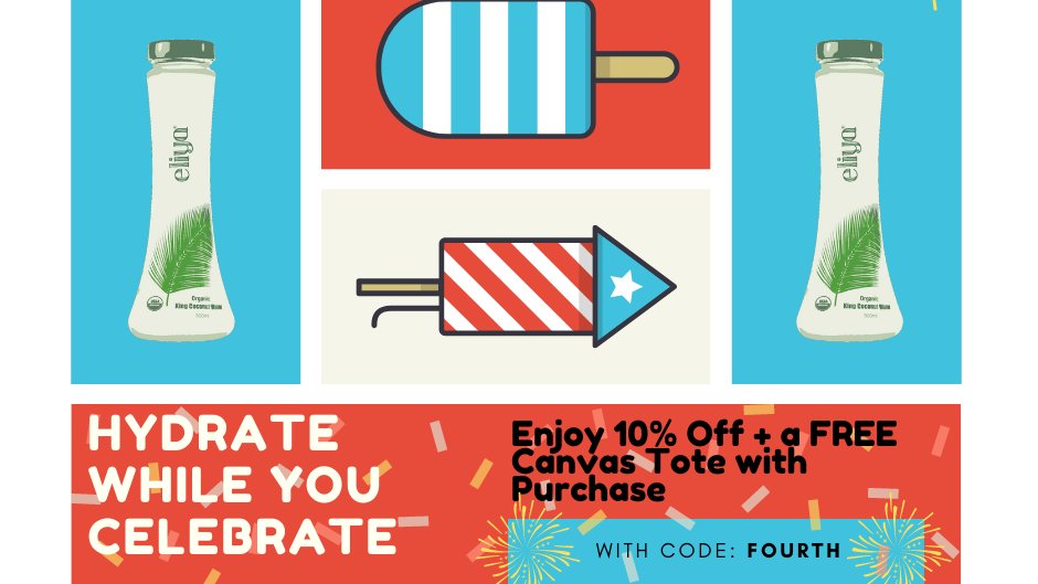Happy 4th of July! Enjoy 10% off + a Free Usable Canvas Tote with purchase with code: FOURTH. #hydratewhileyoucelebrate