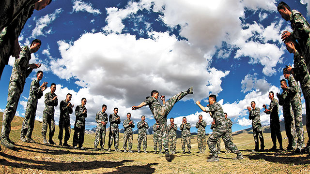 However, a lot of the training that is shown to the public is superficial, guys jumping through flaming hoops and the like. It may be designed to distract or to give the impression that the PLA hasn't a clue. Perhaps its battle plan involves a lot of fire?