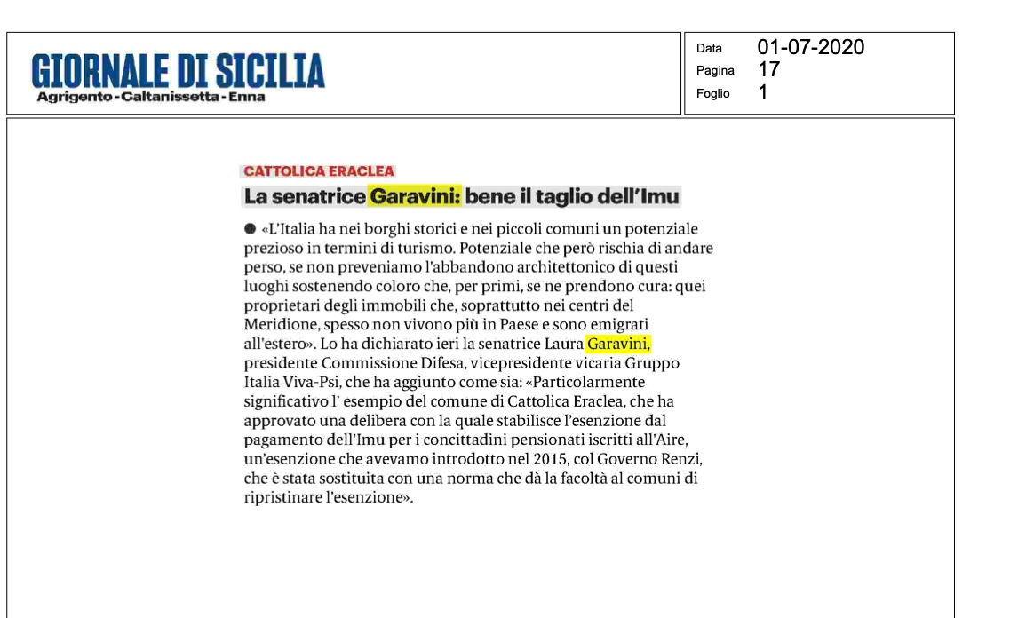 L'Italia ha nei piccoli comuni un potenziale turistico prezioso. Che dobbiamo preservare sostenendo coloro che, per primi, se ne prendono cura: quei proprietari di immobilispesso sono emigrati all'estero. Le mie dichiarazioni al <a href="/GDS_it/">Gds.it</a> #30giugno