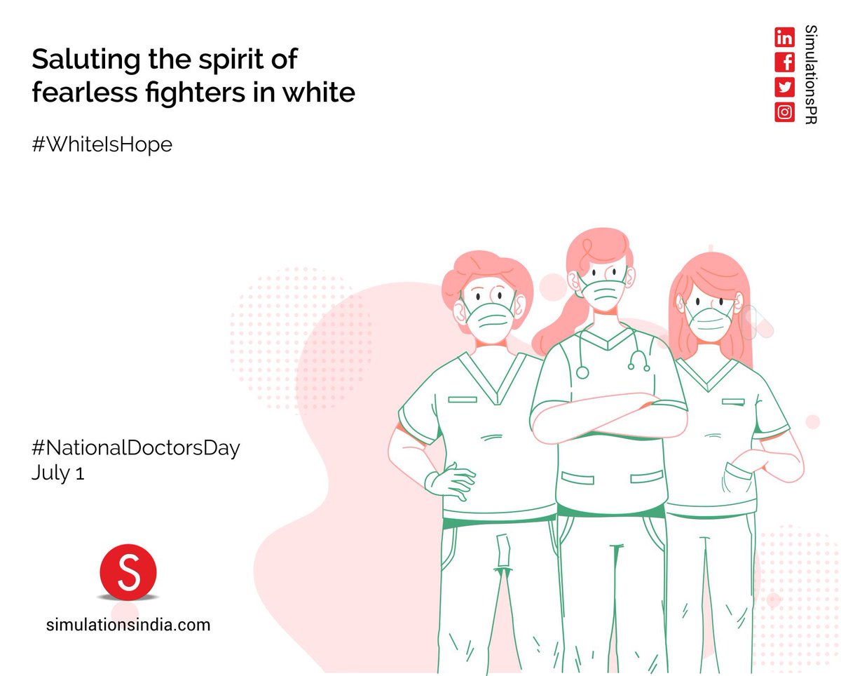 ShaileshGoyal's tweet photo. Saluting the spirit of fearless fighters in white!
#WhiteIsHope #NationalDoctorsDay #CovidWarrior #NotAllHeroesWearCape #Superheroes #Healthcare #Respect #SimulationsPr #Communication https://t.co/yFvpGus8de