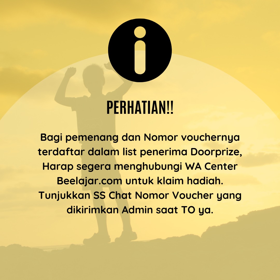 beelajarofc's tweet photo. Halo sobat beelajar.
Nah ini yang ditunggu tunggu...
Selamat ya buat kalian yang terdaftar sebagai penerima doorprize.
Bagi yang nomor voucher nya terdaftar disini jangan lupa segera konfirmasi ya...
-
Info lebih lengkap hanya di sini:
IG : beelajarofficial
WA : 0851-5619-0163 https://t.co/4f91DCoJC2